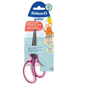 Škare školske 15 cm Griffix Pelikan 819107 (300009550) rozo-ljubičaste blister