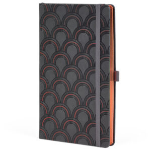 Notes 13x21 cm crte 96L s gumicom Castelli Copper Art Deco antracit/bakreni