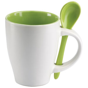 Šalica 250 ml sa žličicom bijela/zelena!!