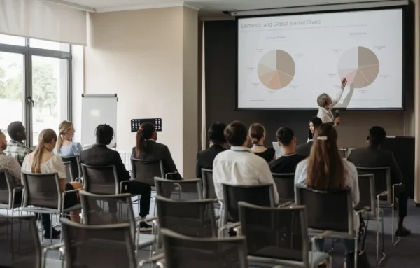 Poslovna prezentacija uz pomoc projektora