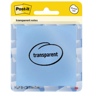 Blok samoljepljiv 73x73 mm 36L Post-it 3M. 600-1TRSPB prozirno plavi blister