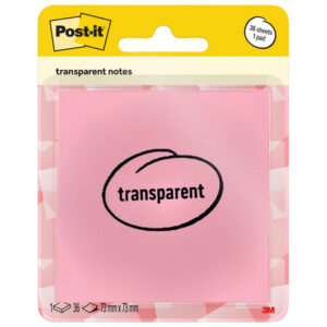 Blok samoljepljiv 73x73 mm 36L Post-it 3M. 600-1TRSPO prozirno rozi blister