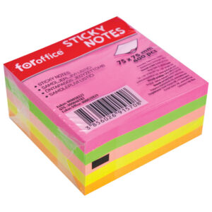 Blok samoljepljiv kocka 75x75 mm 400L FORoffice 5 boja neon