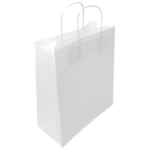 Vrećice ukrasne natron 32x41x12 cm pletene ručke pk50 Duga bijele