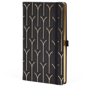 Notes 13x21 cm crte 96L s gumicom Castelli Gold Arch crno/zlatni